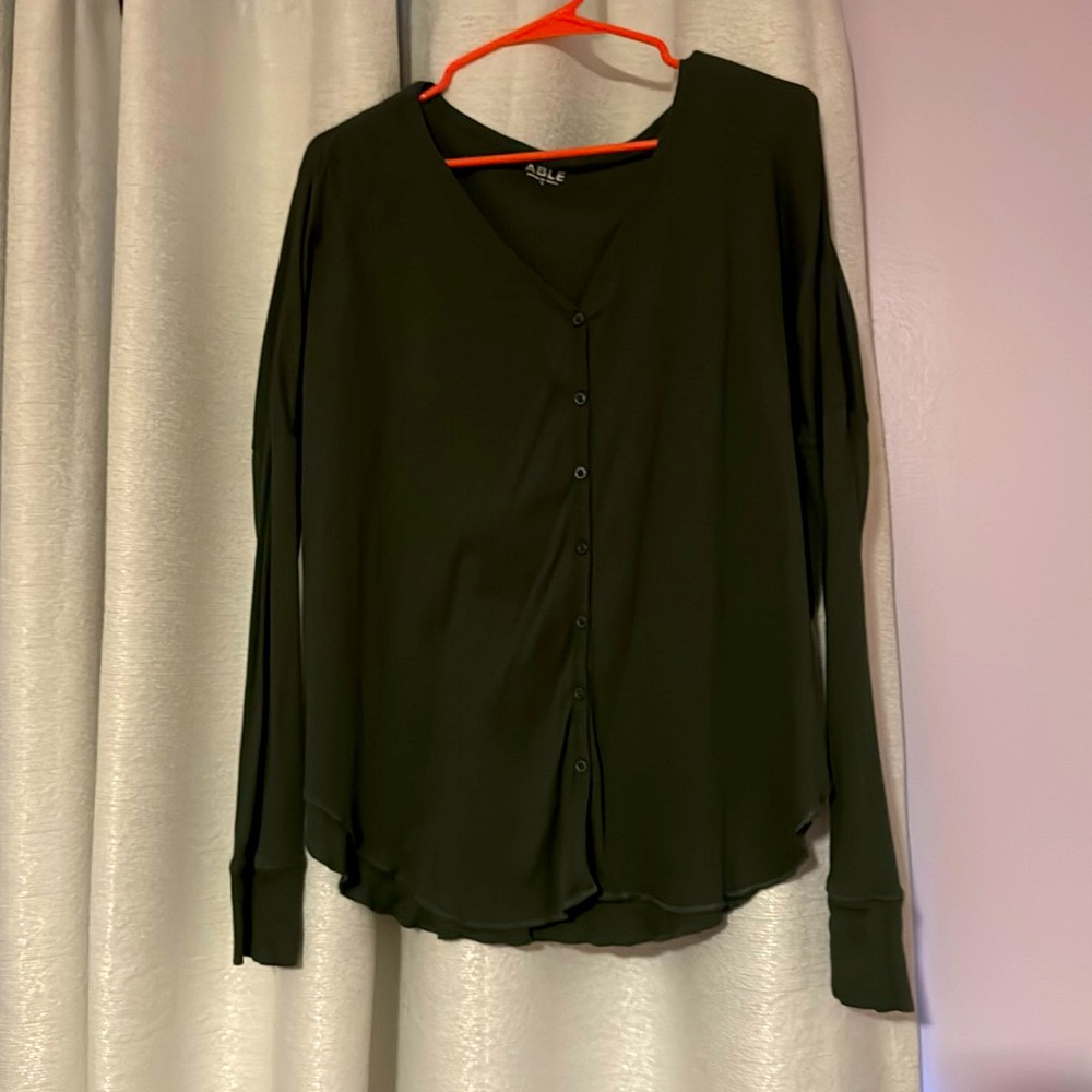 ABLE olive button down top